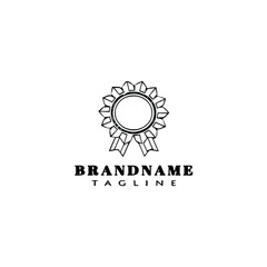 cockade with ribbon logo concept icon design template black isolated vector illustration