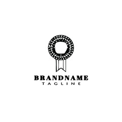 cockade with ribbon logo cartoon icon design template black simple vector illustration