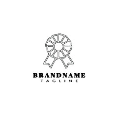 simple cockade with ribbon logo cartoon icon design template black isolated vector illustration