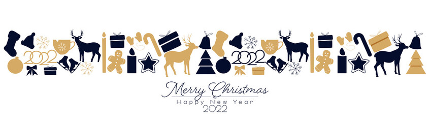 Merry Christmas and Happy New Year 2022 banner.