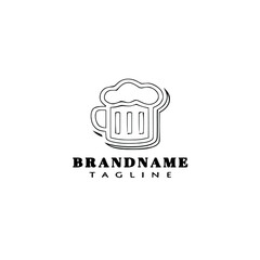 beer glasses cartoon logo icon design template black vector