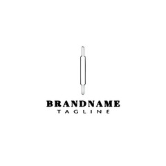 chef roller pin kitchen utensil logo cartoon design icon template black vector illustration