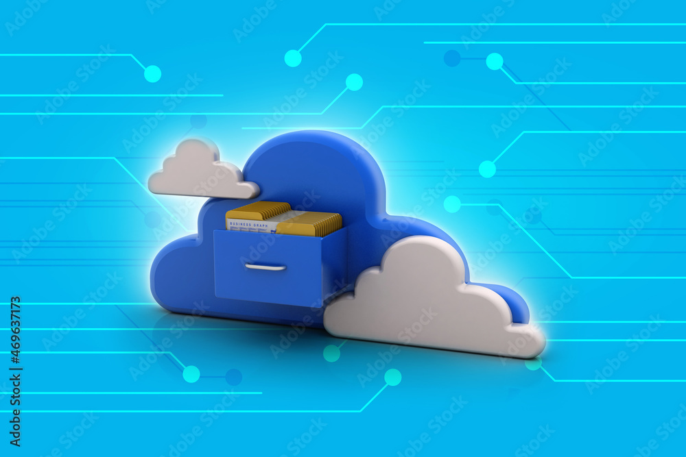 Poster 3d rendering cloud folder network