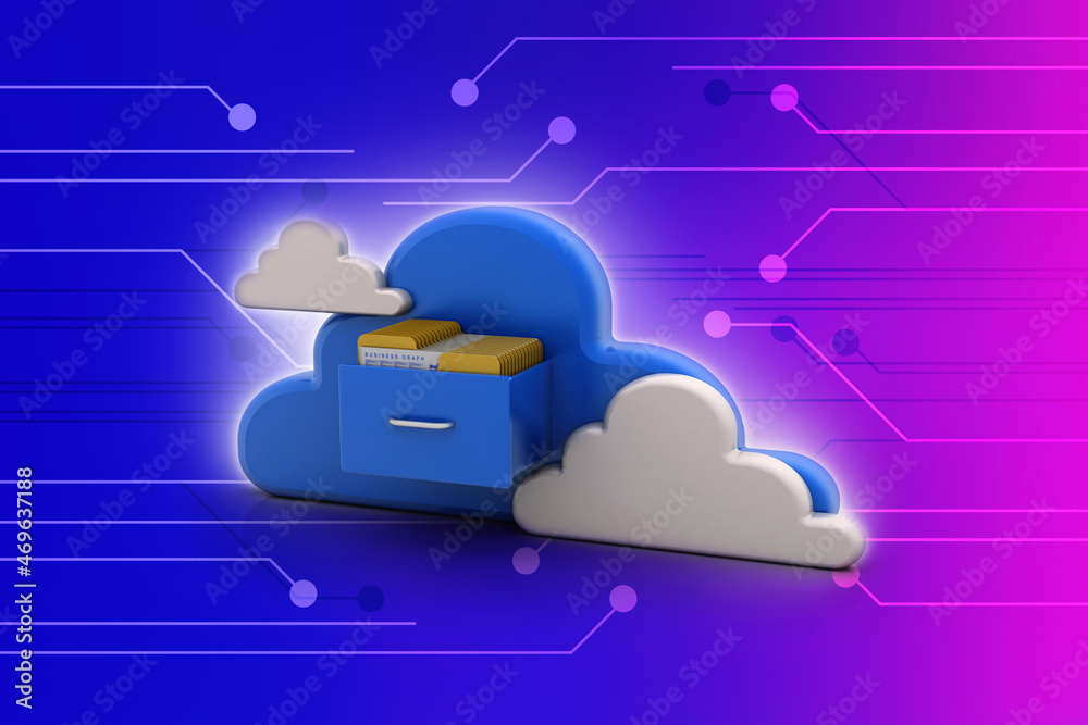Poster 3d rendering cloud folder network