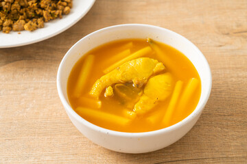 Sour soup with lotus stem and fish