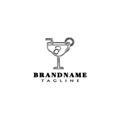 cocktail flat logo icon design template black isolated vector illustration