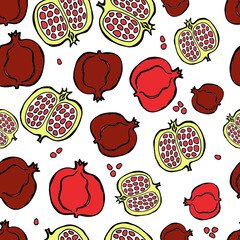 Pomegranate cut, vector patern, seamless.