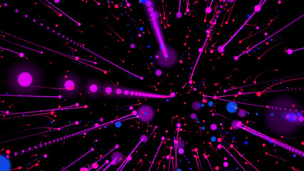 Fototapeta premium neon abstraction. pink rays on a black background. futuristic screensaver