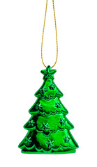 Green Christmas tree ornament bauble isolated on white background