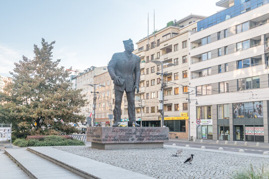 Gdynia, Poland - August 1, 2021: Antoni Abraham statue.