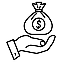 Cash storage. Reliability and security of the deposit. Payment and acceptance in cash. A bribe, a gray salary. Big profit, good deal. Vector icon, outline, isolated.