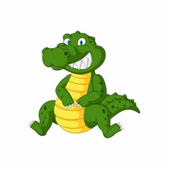 Cute angry crocodile cartoon sitting