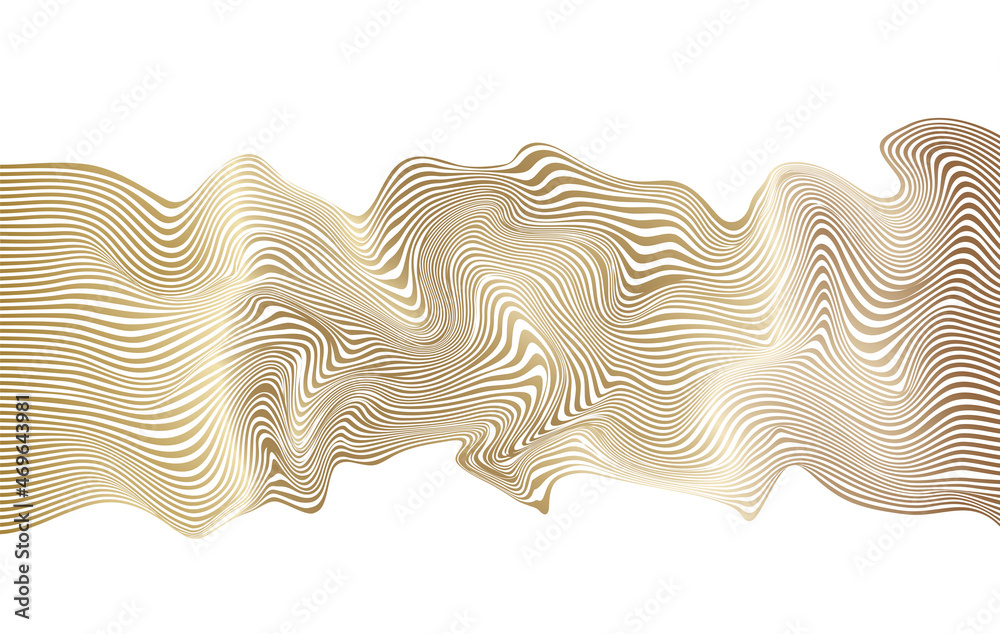 Aufkleber Distorted wave monochrome texture. Abstract dynamical rippled surface. Vector stripe deformation background.