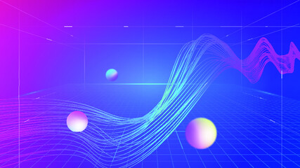 Gradient lines and light ball combination business tech sense poster vector background