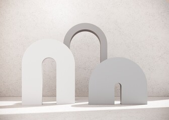 Abstract neon ultraviolet background, 3d render. Interior of  nightclub,tunnel,corridor with concrete walls.Modern laser sci-fi room, visual cyber space, music background. Empty stage with spotlights.