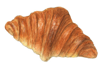 クロワッサン　手描き　水彩色鉛筆イラスト