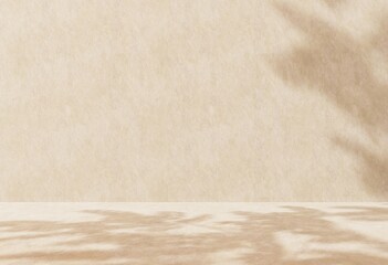 3D render, unobtrusive background with shadow on the wall. Premium podium, stand on pastel light background. Mock up for exhibitions, presentation of products, therapy, relaxation and health.