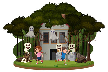 Children at the haunted house