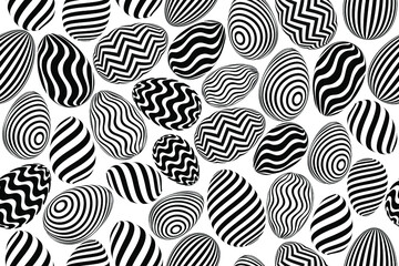 Easter eggs seamless pattern. Black and white ornate eggs repeating endless pattern, good for textile, fabric, wrapping paper and other design projects.