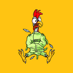 Funny Screaming Chicken Cartoon Illustration