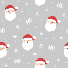 Christmas pattern with smiley Santa Claus. Xmas wrapping paper concept. Vector