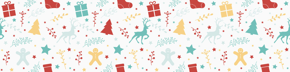 Pattern with Christmas decorations. Wallpaper concept. Banner. Vector