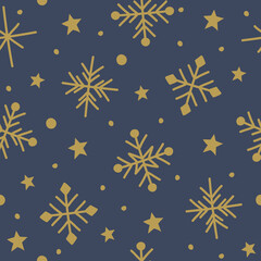 Design of seamless pattern with snowflakes. Vector