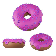 3d donut with sprinkles isolated