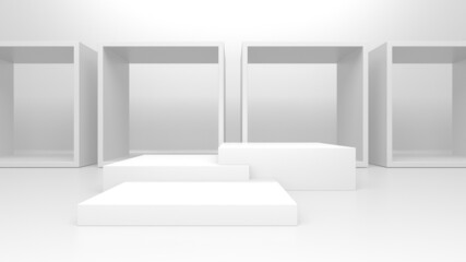 Abstract scene podium mockup. Award ceremony concept