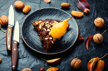 Piece of a pear tart