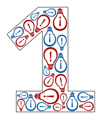 Digit One Filled With Bulbs Symbols Red Blue
