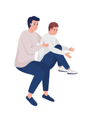 Father helping depressed teenager semi flat color vector characters. Full body people on white. Parental support isolated modern cartoon style illustration for graphic design and animation
