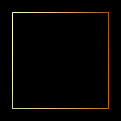 Vector square simple Gold Frame isolated on Black Background. Decoration, border, template in flat style for your design