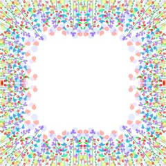 カラフルなボタニカルフレーム　ブルー系