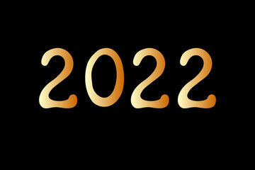 Hand drawn 2022 year number. Handwritten isolated lettering text. Design element for New Year banner, poster, invitation, greeting card.