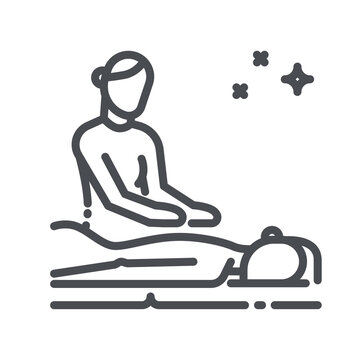 Reiki Treatment Line Icon Isolated On Transparent Background