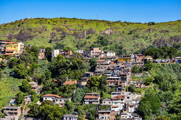 Fototapeta na wymiar Photograph of low-income peripheral community popularly known as “favela” in Rio de Janeiro, Brazil
