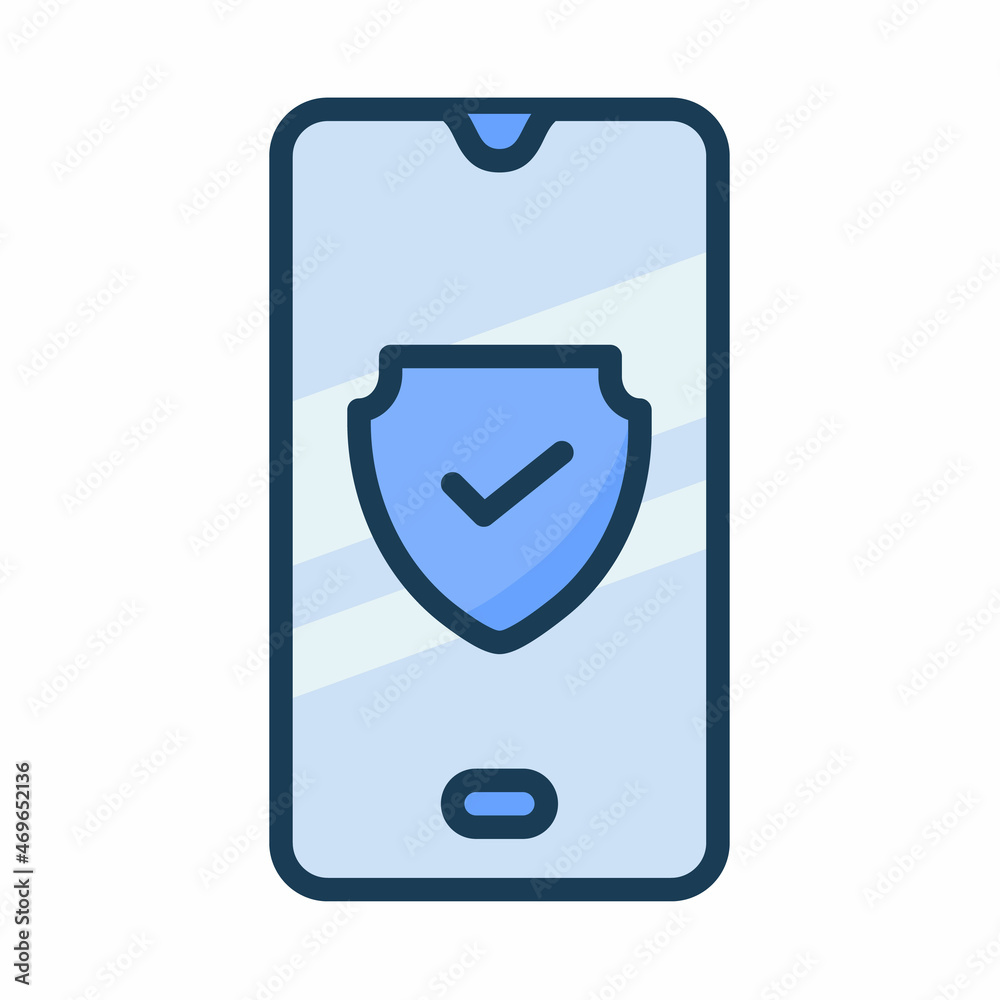 Wall mural phone shield security protected single isolated icon with filled line style