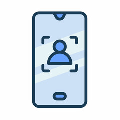 smartphone user face scan protection security single isolated icon with filled line style