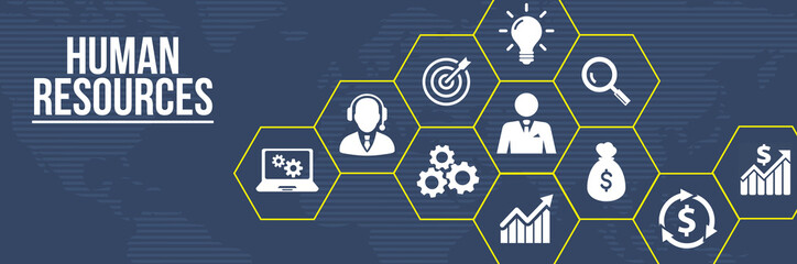 Internet, business, Technology and network concept.Human Resources HR management concept. 3d illustration.