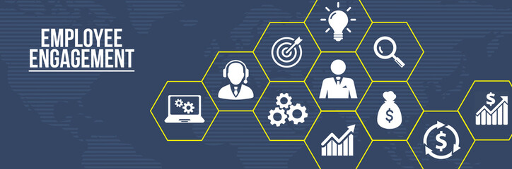 Internet, business, Technology and network concept. Employee engagement. 3d illustration.