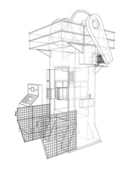 Hydraulic Press. 3d illustration
