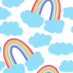 Rainbow seamless pattern for kids and cards and fabrics and wrapping paper 