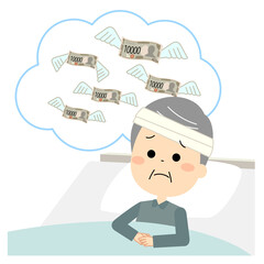 入院費用の心配をしている高齢の男性