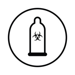 Condom, contraceptives, preservative, protection, protect icon. Black vector design.