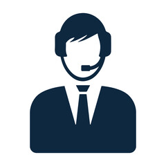 Help desk, phone operator, reception, support chat icon. Simple vector sketch.