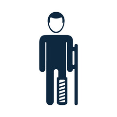 Leg, broken, patient, treatment, healthcare, medicine icon. Simple flat design concept.