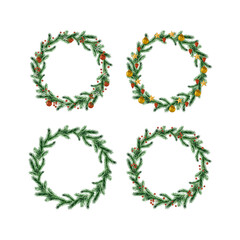Set of watercolor christmas wreaths