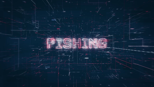 Pishing title on a digital binary code network and data background