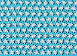 Christmas background. Snowflake pattern. White snowflakes on blue. Snow. Winter mood. Conceptual abstraction. Styrofoam snowflake. New Year's pattern. Copy space.